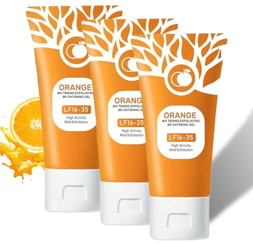 ]Orangefarbenes Peeling Gel für Gesicht Körper hauthaut-tiefe Reinigungsfeuchtigkeits-Peeling mit Enzymen, Feuchtigkeitscreme Gesichtskörperpeelungsgel, Porenreinigung (3pcs)