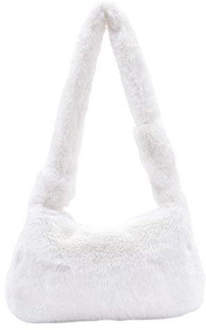 Gatuida Plüschhandtasche geschwollen Fell Damen Taschen Tragetasche Fälschung the tote bag for women plüsch handtasche Plüsch Schultertasche Mädchen Umhängetasche Frauentasche Metall Weiß