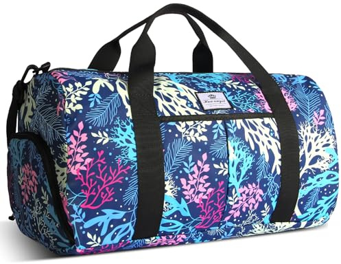 HUA ANGEL 30L Sporttasche Damen mit Nassfach & Schuhfach – Handgepäck | Wasserdichte Weekender Reisetasche Faltbare Badetasche mit Kofferaufsteckgurt für Flugzeug Gym Trainings Schwimmbad