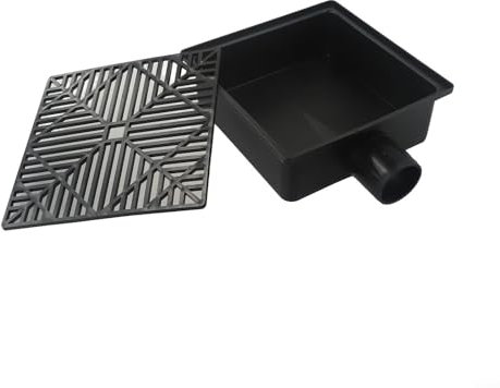 Unterirdisches Auffangbecken-Ablauf-Set mit niedrigem Profil-Design, 22,9 x 22,9 cm, Wassersammelsystem mit 1,6 m flexiblem Rohr für Terrasse, Rasen, Garten, Entwässerung, Regenwasserabflussmanagement