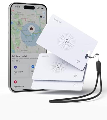 LULULOOK Wiederaufladbar Air Tag Karte 3er Pack, Dünne Geldbörsen Smartcard Tracker Kompatibel mit Apple Find My (iOS NUR), Bluetooth Tracker Karte für Wallet, Reisepässe, Gepäck, IP68 Wasserdicht
