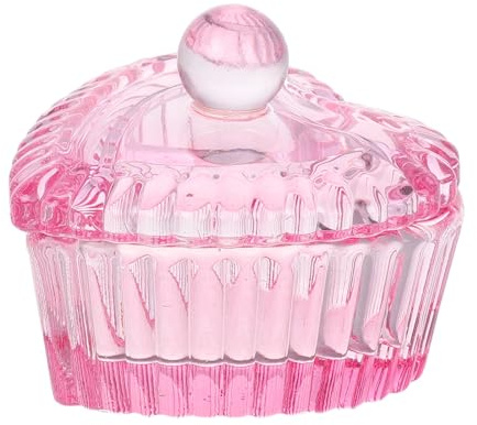 DOITOOL Vaso de Cristal con Tapa en Forma de Corazón para Monómero, Plato Dappen para Uñas, Recipiente para Monómero Acrílico, Copa Rosa para Limpieza de Pinceles, Herramienta