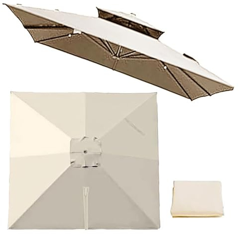 Auvent de Remplacement pour Parasol Déporté, 2.5x2.5m 3.0x3.0m 8 Baleines Carré Housse De Rechange pour Parasol jardin,Extérieur Toile de Parasol pour Jardin, Terrasse, Marché(Off-white,3.0mx3.0m)