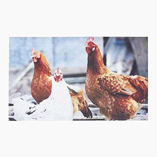 HOMESCAPES Printed Chicken Doormat 100% Recycled Rubber Non-Slip Door Mat - Part of HOMESCAPES Garden and Accessories Range