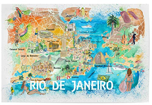 artboxONE Poster 30x20 cm Städte Rio de Janeiro Illustrated Map - Bild Rio de Janeiro illustrierte Karte
