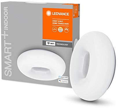 LEDVANCE Smarte LED Wand-und Deckenleuchte für Innen mit WiFi Technologie, Lichtfarbe änderbar (3000K-6500K), Weiss, 400mm, Kompatibel mit Google und Alexa Voice Control, SMART+ WIFI ORBIS DONUT