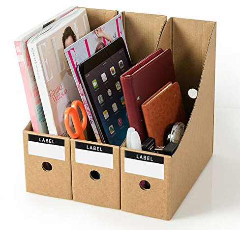 3/5pcs Boîte de Rangement Porte-revues en Papier Kraft pour Fichier Document Dossier Magazine Livre Range-revues Organisateur de Bureau école Rangement Stockage DIY Corbeille à Courrier