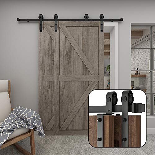 HOCONNIE 7.5FT/229cm Sliding Barn Door Hardware Kit Barn Door Kit Sliding Door Track for Coincide Double Door