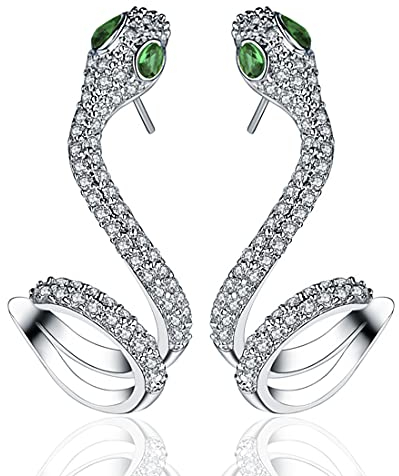 Schlangenohrring, Doyomtoy Schlangenohrring Schlangenohrringe 925 Silber Frauen Ohrringe Silber Schlangenohrring Zirkonia Ohr Ohrstecker Geschenk für Mädchen und Frauen