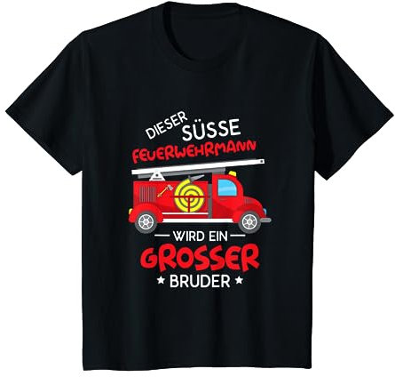 Kinder Ich werde ein großer Bruder Grosser Feuerwehr Feuerwehrmann T-Shirt