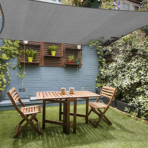 HAIKUS Sonnensegel 4x5 m Rechteckig, HDPE UV Schutz Sonnenschutz Atmungsaktiv Wetterbeständig für Garten Balkon und Terrasse 5x4, inkl Befestigungsseile, Rechteck 4x5m Grau