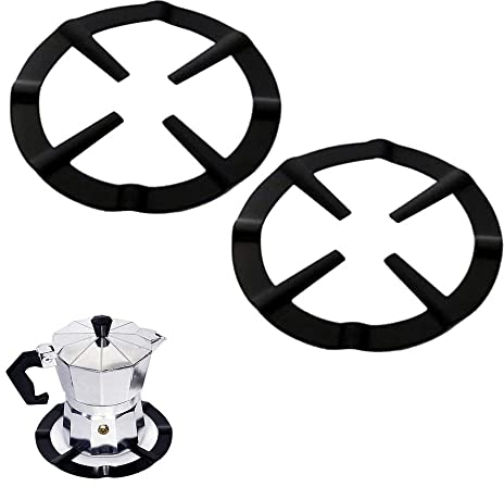 YZSZ, 2 piezas Soporte para cocina de gas de hierro fundido Soporte universal para cocina de gas Soporte Cafetera Cocina Base Trivet de Hierro Fundido Resistente Extensor de Metal, Negro, D110130108