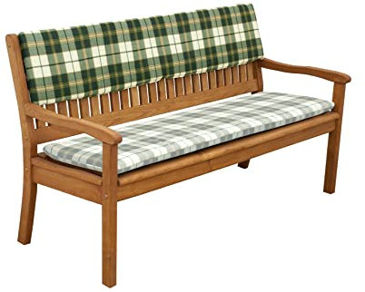 Doppler 1x Rückenkissen für 2-Sitzer Bank I Lieferumfang 1x Rückenkissen für 2er-Bank I Bankauflage für die Gartenbank I Grün kariert I 110 cm x 30 cm x 6 cm