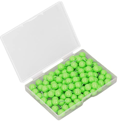 CHICIRIS Pin Nadel, Pinnadeln, 9,5 x 20 mm Pins für Pinnwand Nadeln, 100 Stück Stecknadeln mit Kopf groß, für Markieren von Standorten, Sehenswürdigkeiten, Reiserouten, Adressen usw (Grün)