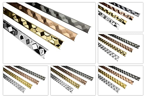 Bordures de carrelage en acier inoxydable, durables & inoxydables comme protection des bords, finition & décoration - (2 mètres EB2, noir brossé) Baguette de finition coin moderne