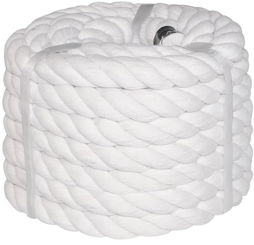 Weißes Baumwollseil (2,5 cm x 15,2 m) natürliches dickes starkes Seil für Handwerk, Sport, Tauziehen, Hängematte, Heimdekoration, gedrehtes Seil