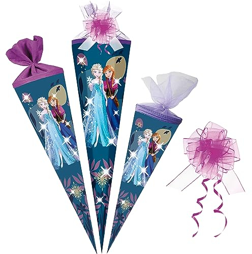 alles-meine.de GmbH Schultüte - - die Eiskönigin/Frozen 35-85 cm Größe wählbar inkl. Tüll Schleife - Zuckertüte - Tüllabschluß/Filzabschluß - eckig/rund - Mädchen -..
