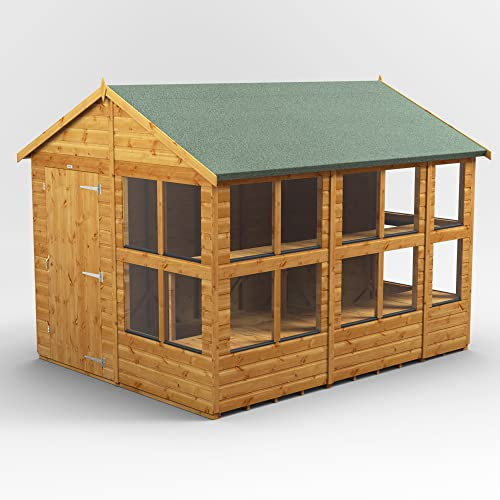 Powersheds High Grade Premium Apex Potting Potting Greenhouse Wooden Shed with Security Features, PVC Window sills, Door & Window Flexibility, made from 12mm Extra Thick Timber & Toughened Glass