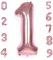 AULE Luftballon Zahl 1 Rosegold: XXL 101 cm Zahlen Folienballon Geburtstag Rose Gold 1 Jahre Helium Ballon Roségold Kinder Junge Mädchen Zahlenballon für Babyparty Jubiläum Deko