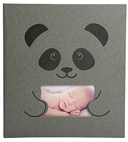 Exacompta - Ref. 16561E – Karton mit 2 Fotoalben, Buch, 60 schwarze Seiten Zephire – Format 29 x 32 cm – grauer Papiereinband mit Panda-Motiv – Bi-Material Effekt – 300 Fotos