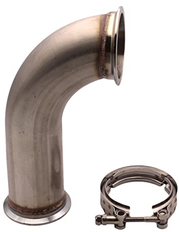 Neue universelle 3 Zoll V-Band Edelstahl 90° Bogen Adapter Exaust Downpipe Flansch mit Klemmrohr 6 Bein Silber (Size : 1)
