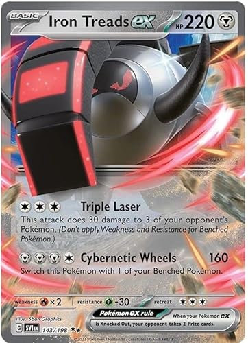 Iron Treads ex 143/198 Rare Double Pokemon Card (Scarlet & Violet Base) + 1x TitanCards® Toploader