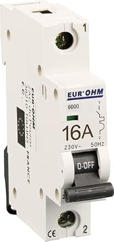 EUR'OHM Disjoncteur unipolaire courbe C connexion vis haut/bas - IP20/IK02 16A 6kA - Matériel électrique