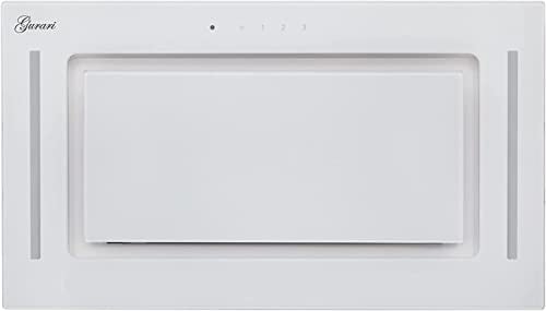 Gurari 217 WH 52 Pr, campana de techo 52 cm blanca empotrada con bloque de ventilación, marco de cristal, 3 niveles, 1000 m³/h, campana empotrada, mando a distancia