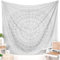 RAJRANG Kleiner silberner Mandala-Wandteppich für Schlafzimmer und Wohnzimmer, Boho-Bohemian-Wandbehang, Baumwoll-Wandteppiche 76 x 102 cm