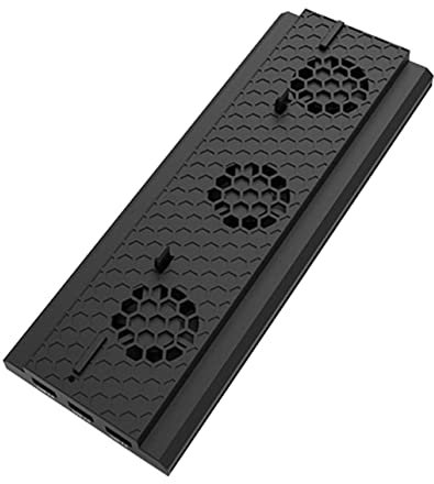 Veemoon Game Console Cooling Fan Mit Temperaturkontrolle Vertikaler Halterung Und USB-hub Kompatibel Mit One Schwarz Lüfter Led-Leiste Praktische Datenübertragung Und Aufladung