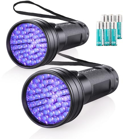 2 Pack UV Flashlight Black Light, Consciot 51 LED 395nm Ultraviolet Blacklight, Pet Urine Detector for Dog/Cat Urine, Dry Stains, Bed Bug, Resin Curing, Matching with Pet Odor Eliminator