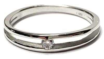 Ring 585/- Weißgold Zirkonia Glanz Solitärring Verlobungsring #56