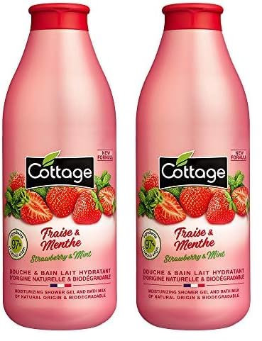 Gel de ducha y Baño de Leche Fresa&Mental 750 ml (Paquete de 2)