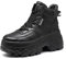 ANUFER Mujeres Plataforma Zapatillas Gruesas Caña Alta con Cordones Tobillo Botines Negro SD5A1024 EU40
