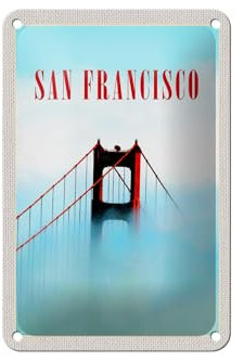 FEMER Blechschild Reise 12x18cm San Francisco Brücke Himmel blau Schild
