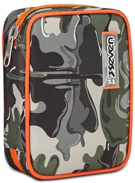 Seven Federmäppchen Speed Pad, Mäppchen, Federtasche für Schreibwaren, gefülltes Etui mit Stiften, Kugelschreiber & mehr, aufklappbar, Mädchen Jungen, Schulanfänger, grün orange