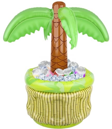 HeyOtter Inflatable Palm Tree Cooler, Palm Tree Blow Up Cooler Beverage Cooler Drink Holder for Pool Hawaiian Party Decorations