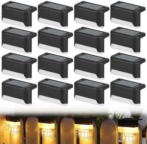 YANGUN Lampade Solari da Giardino, 16 Pezzi Luce Solare Led Esterno, Solare da Esterno per Scale, LED Luci Solari Esterno Giardino per Giardino, Patio, Garage, Strada, Terrazza, IP65 Impermeabile