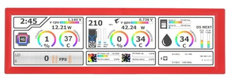 Annadue 8.8 Inch PC Temperature Display, Computer Monitors with Support Dynamic Theme, 1920x480 60Hz Resolution LCD Touchscreen, Secondary Screen CPU RAM HDD Data FPS Data Monitor (red)