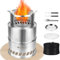 ActDoer Campingkocher, Rauchfreie Feuerstelle | Tragbarer Edelstahl Holzofen Survival Ofen für Picknick BBQ mit Aschesammelschale & Isolierpads & Tragetasche, H:31.0 cm x Dia:19.8 cm