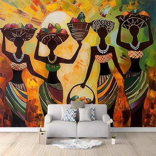 Fototapete Afrikanische Kunst, Die Frauen Malt 200x140 cm Tapete 3D Vlies Wanddeko Wallpaper Wandtapete Dekoration Study Zimmer Wohnzimmer Restaurant Cafe