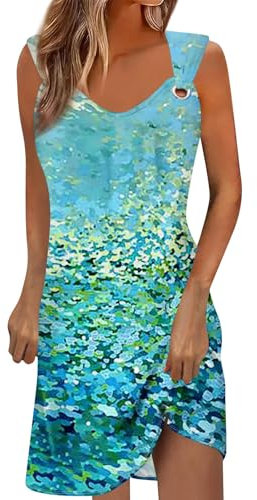 Robe Été Femme Rose Grande Taille Coton Plage Courte Printemps Vert 2XL