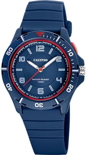 Calypso Herrenuhr Analog aus Kautschuk Blau | Quarzwerk, Wasserdicht 10 ATM, Herrenuhren K5857/5 Sweet Time