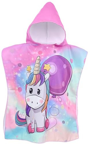 DKDDSSS Toalla de Baño con Capucha de Niños, Toalla de Playa para Niños, Toalla Infantil con Capucha, Poncho con Capucha, para Niñas Niños de 2 a 8 años (60X60cm)