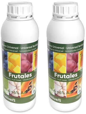 CULTIVERS Fertilizante Frutales Ecológico 2x1 L. Abono Líquido Intensifica el Sabor y Aumenta el tamaño. 100% Orgánico
