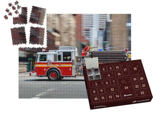 puzzleYOU: Puzzle-Adventskalender | „Feuerwehrauto auf dem Weg zum Einsatz in NYC“ – aus der Puzzle-Kollektion Feuerwehr