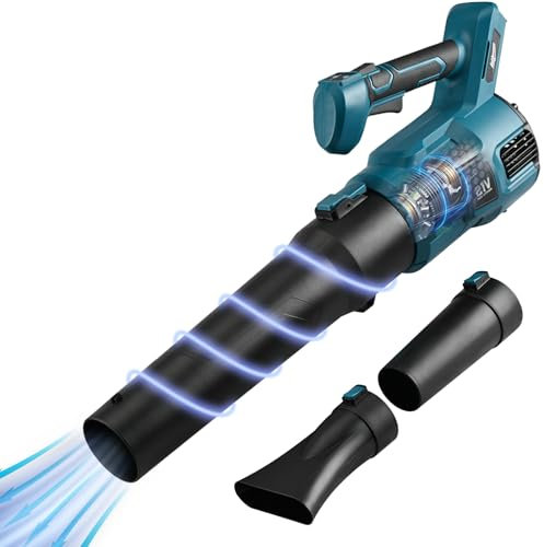 Cordless Leaf Blower for 18-21V MAKITA Battery Powered, 3 Types of Nozzles, No Battery 2000RPM 450 CFM Electric Hand Leaf Blower Lightweight for Lawn Care, Blowing Leaves or Snow