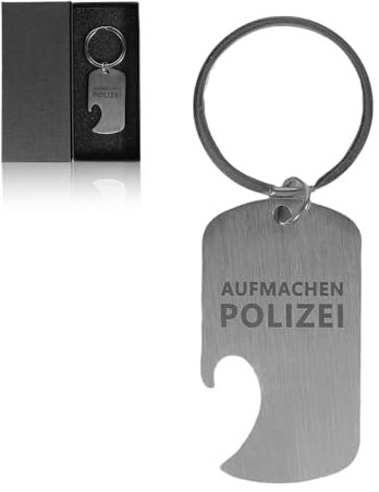 Aufmachen Polizei Flaschenöffner Schlüsselanhänger als Geschenk, aus Edelstahl Bier Flaschenöffner für Bier Dosen Küche Bar Restaurant Männer Freund lustig Festival (Schwarz)