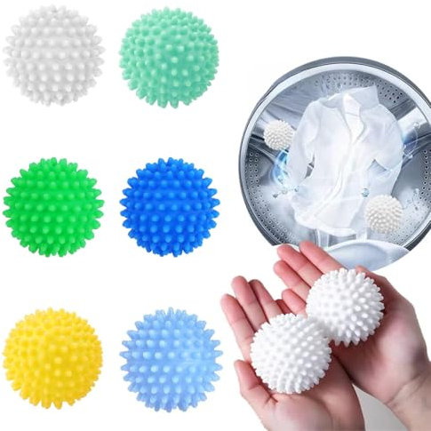 Hazrcvr 6 Pezzi Palline per Asciugatrice, Palla Asciugabiancheria, Palla per Asciugatrice Antipiega, Palle per Lavatrice e Asciugatrice per asciugatrici, per biancheria, per biancheria, riutilizzabili