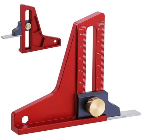 Tischkreissägen-Höhenmessgerät – zölliges metrisches Holzbearbeitungswerkzeug | Magnetisches Tiefenlineal aus Aluminiumlegierung für Kreissägen, Frästische, Präzisionsmessung und Flip-Einstellung, lan
